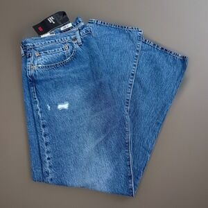 Levi's 502 Regular Taper Jeans 34x32 Blue Distressed Tencel Stretch NWT